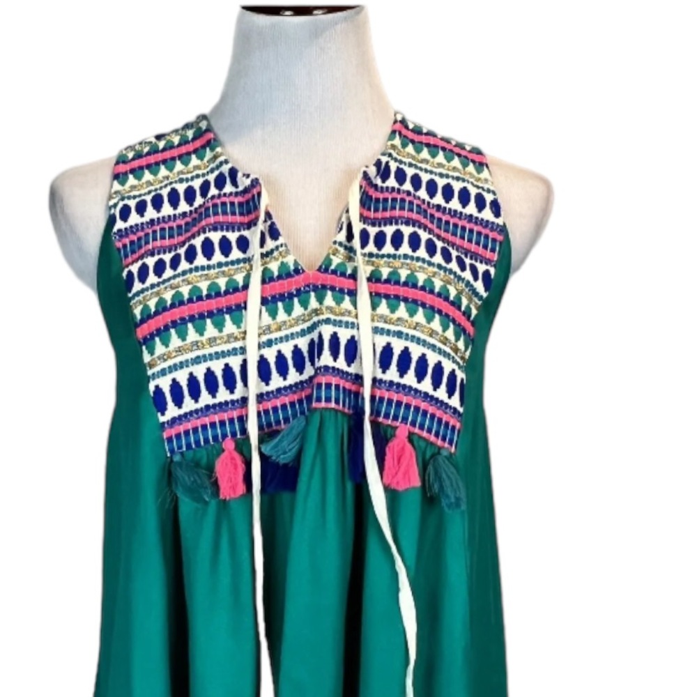 JUDITH MARCH Embroidered A-Line Boho Swing Tank Top Sz small